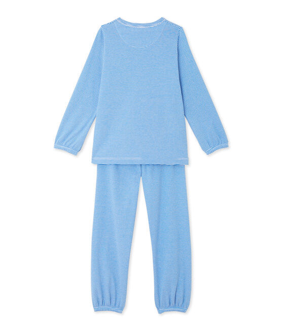 Girl's milleraies striped pyjamas DELPHINIUM blue/ECUME white