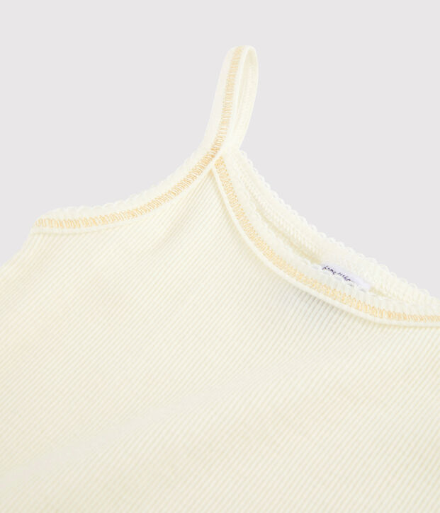 Girls' Strappy Top in Cotton and Wool white