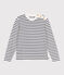 Women's striped cotton sailor-striped jumper MARSHMALLOW white/SMOKING blue