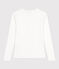 Women's iconic long-sleeved plain rib knit T-shirt ECUME white