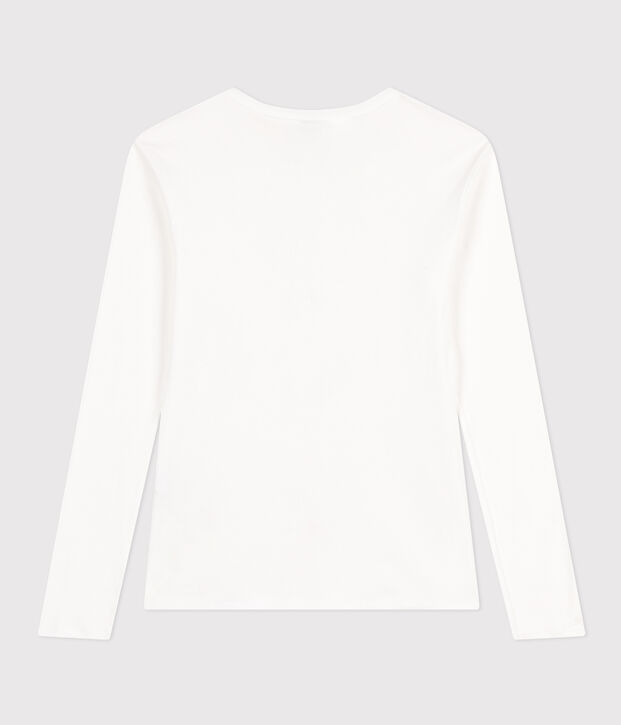 Women's iconic long-sleeved plain rib knit T-shirt white