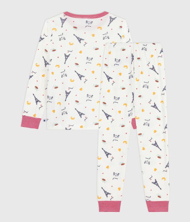 Children's Paris print cotton pyjamas white/multicolor