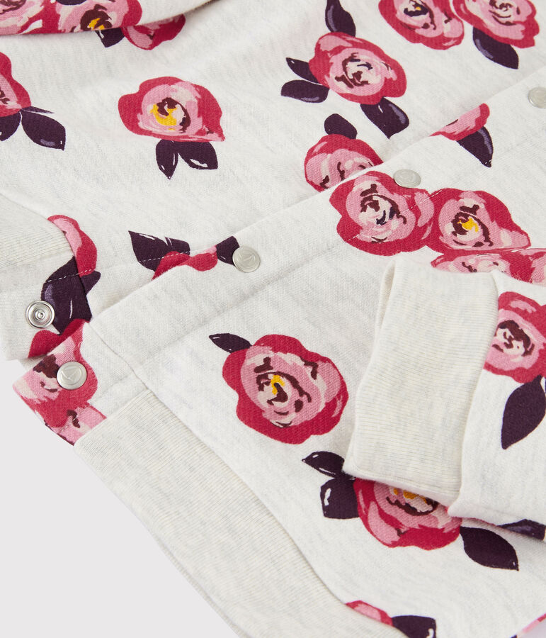 Girl's Fleece Cardigan MONTELIMAR beige/MULTICO white