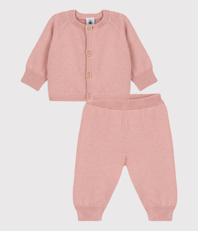 Babies' Wool/Cotton Knit Clothing - 2-Piece Set pink