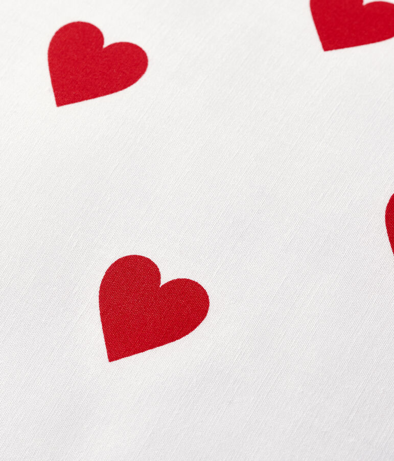 Red Heart Pattern Poplin Cushion white/red