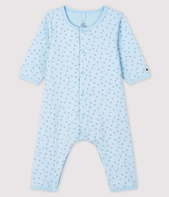 Baby Boys' Starry Footless Organic Cotton Bodyjama FRAICHEUR blue/CONCRETE grey