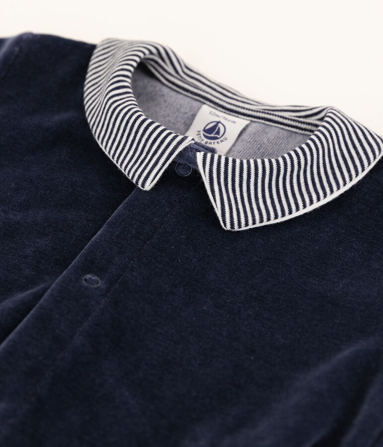 Babies' Velour Neck Sleepsuit blue