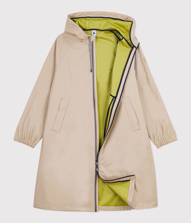 Women's long raincoat in two colours beige
