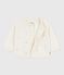 Babies' wool and cotton knit cardigan embroidered with stars MARSHMALLOW white/ARGENT grey