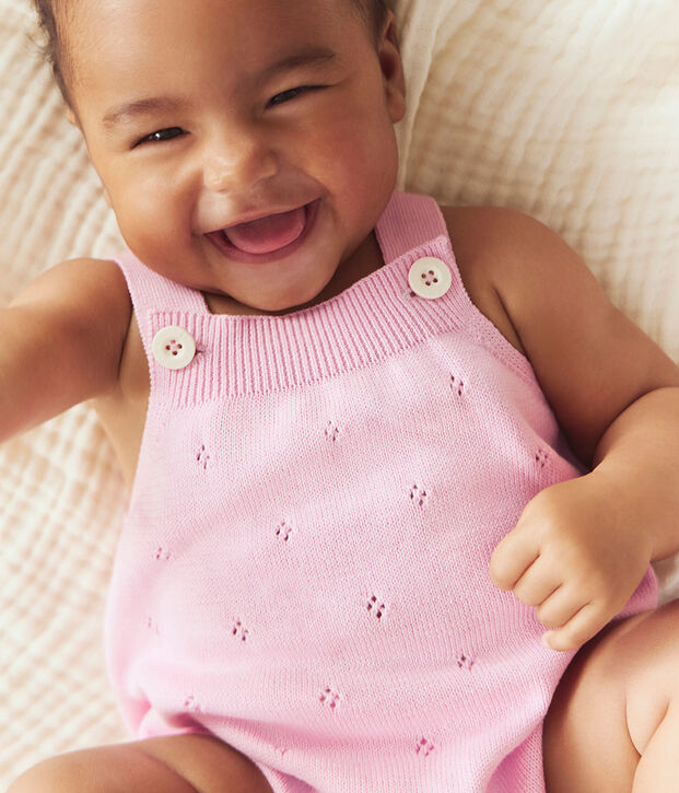 Babies' short openwork knit cotton playsuit MARQUISE