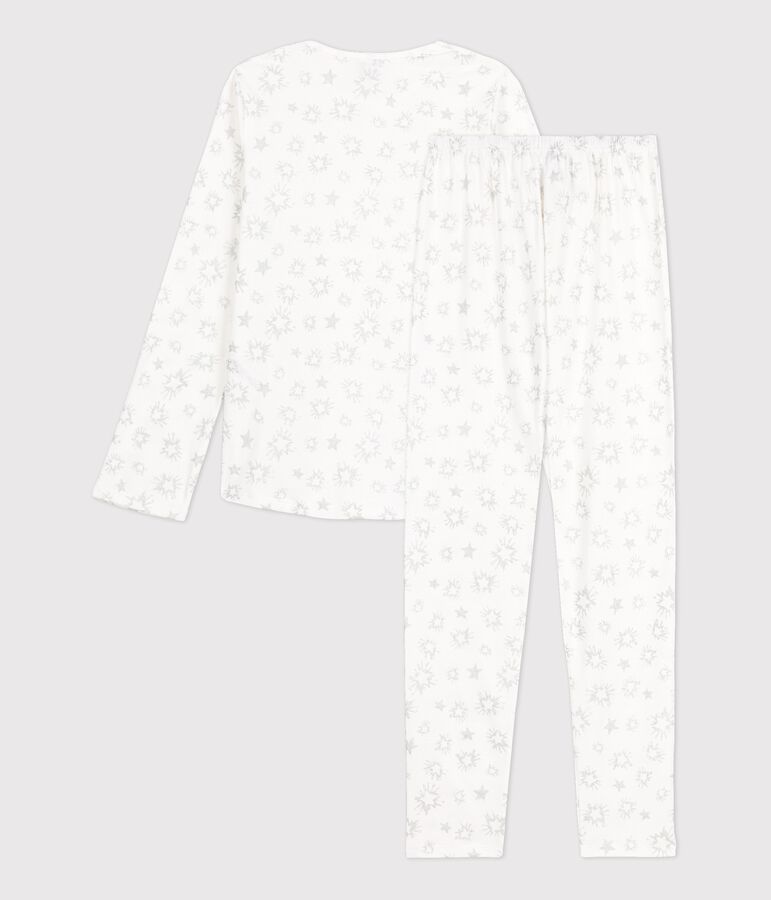 Girls' Star Print Cotton Pyjamas white/multicolor