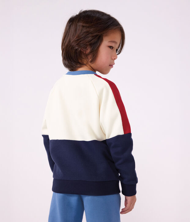 Children's plain colourblock cotton sweatshirt Ecru/multicolor