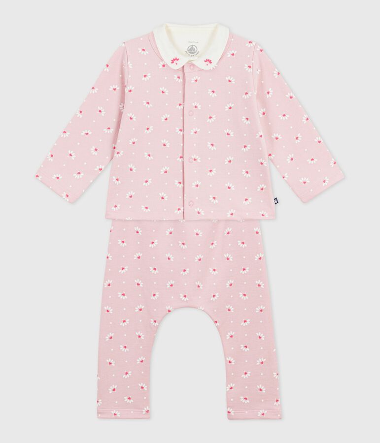 Babies' 3-piece heart-print set, including an embroidered body pink/multicolor