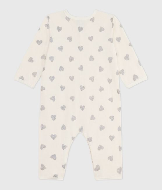 Babies' footless printed cotton pyjama suit MILK Ecru/ARGENT