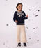 Children's bow pattern wool and cotton jumper blue/beige