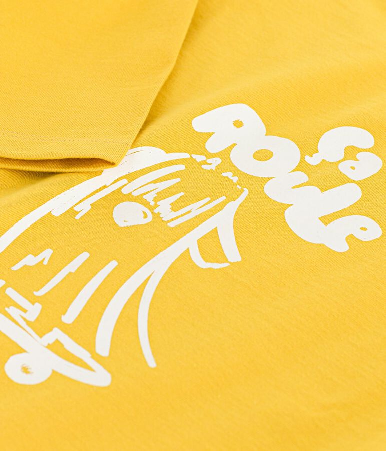 Children's long-sleeved printed cotton T-shirt yellow
