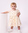 Babies' short-sleeved cotton dress printed with hearts. Ecru/multicolor