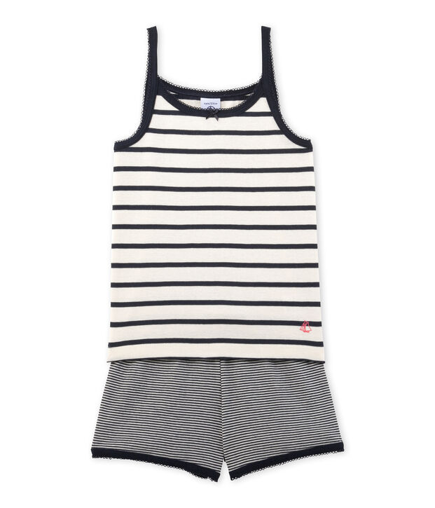 Pyjacourt fille ray&eacute; white/blue