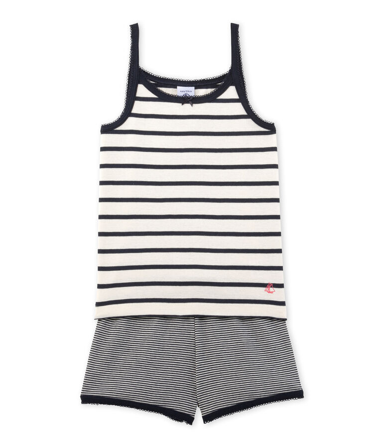 Pyjacourt fille ray&eacute; COQUILLE beige/SMOKING blue