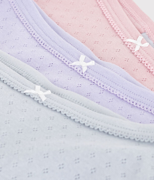 Pack of children's high-waisted openwork cotton pants multicolor