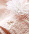 Baby girls' striped hat MARSHMALLOW white/ROSAKO pink