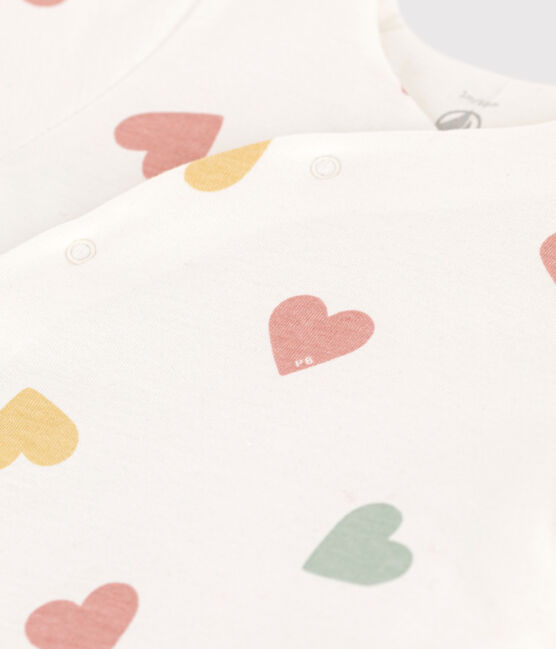 Long cotton onesie for baby MARSHMALLOW white/MULTICO white