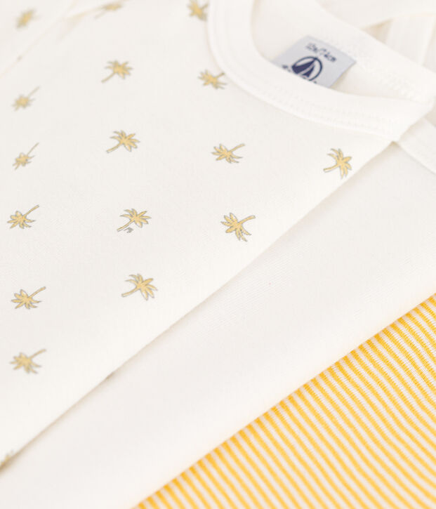 Short-Sleeved Cotton Palm Bodysuits - Pack of 3 multicolor