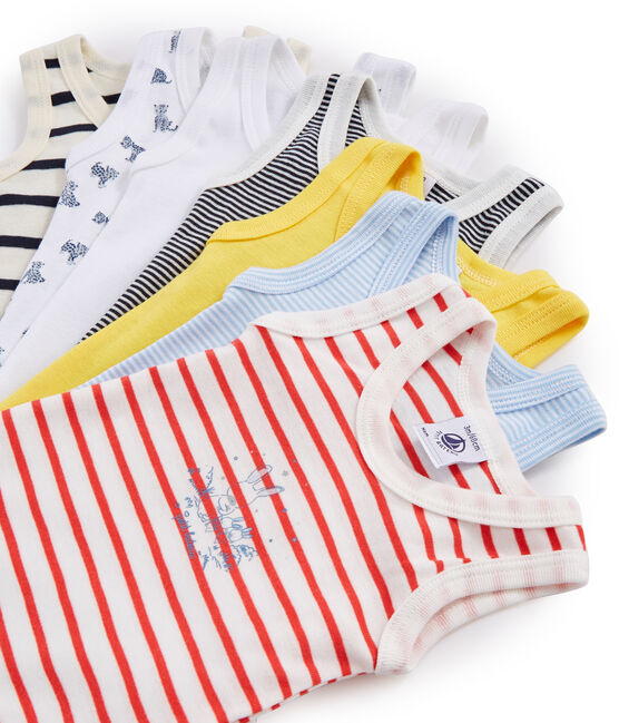 Surprise pack of 7 sleeveless bodysuits for baby boys variante 1