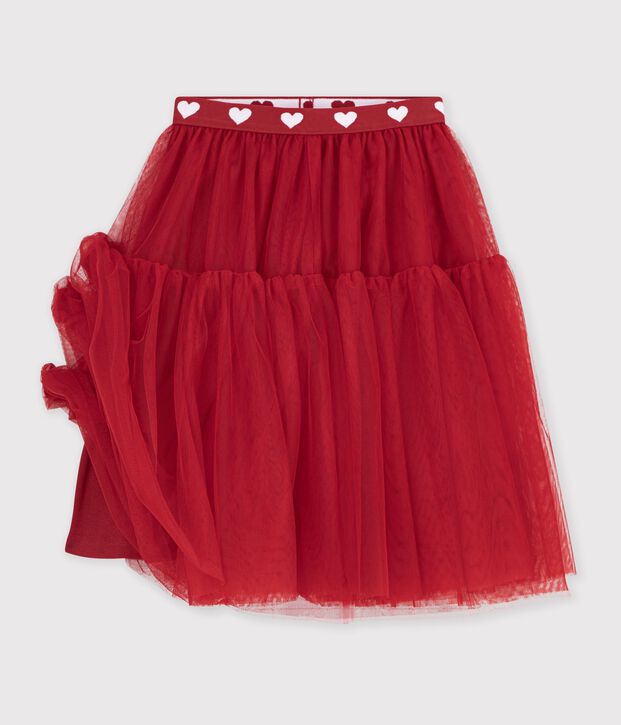 Children's long skirt in plain tulle red