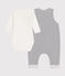 Babies' Cotton Jumpsuit and Bodysuit Outfit MARSHMALLOW white/SMOKING blue