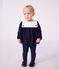 Babies' short plain cotton playsuit with a collar SOIR