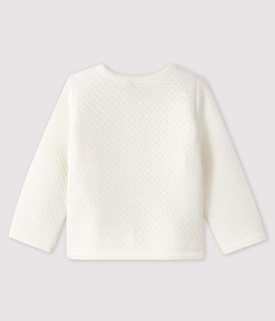 Baby girl's tubular knit cardigan MARSHMALLOW white