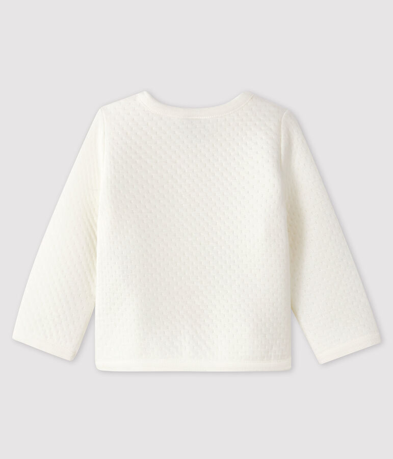 Baby girl's tubular knit cardigan MARSHMALLOW white