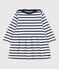 Babies' Iconic Thick Organic Jersey Long-Sleeved Dress MARSHMALLOW white/SMOKING blue