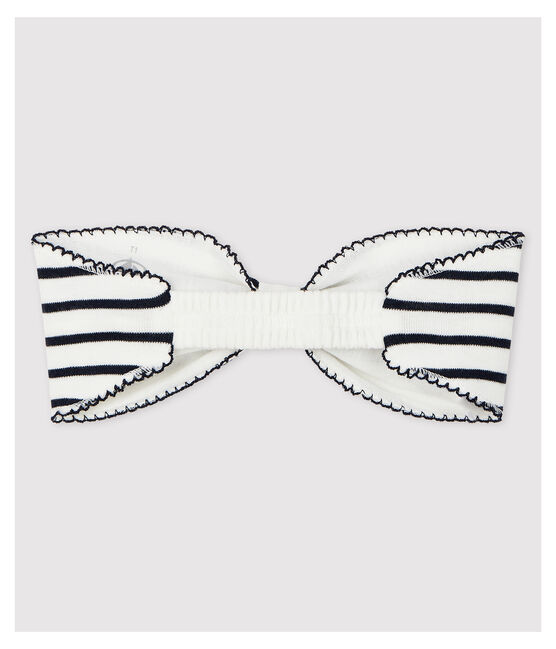 Baby Girls' Striped Ribbed Headband MARSHMALLOW white/SMOKING blue