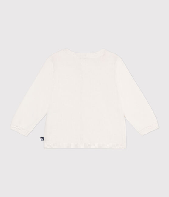 Babies' cotton cardigan in a decorative stitch MARSHMALLOW white