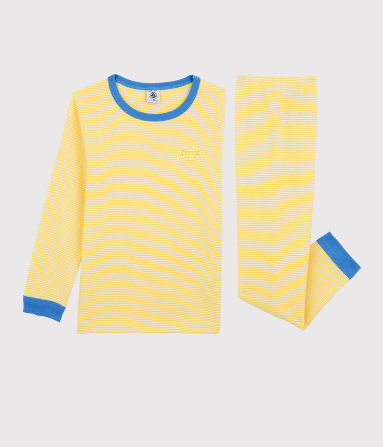Unisex Pinstriped Organic Cotton Pyjamas yellow/white