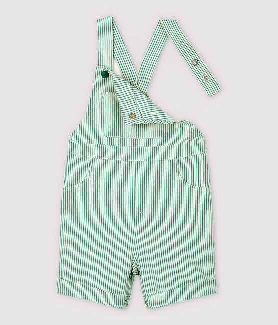 Baby Boys' Fancy Serge Dungaree Shorts MARSHMALLOW white/GAZON green