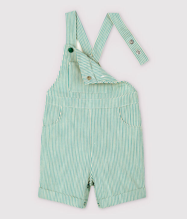 Baby Boys' Fancy Serge Dungaree Shorts white/green