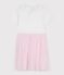 Children's short-sleeved cotton and tulle heart-patterned dress ECUME pink/BARELY
