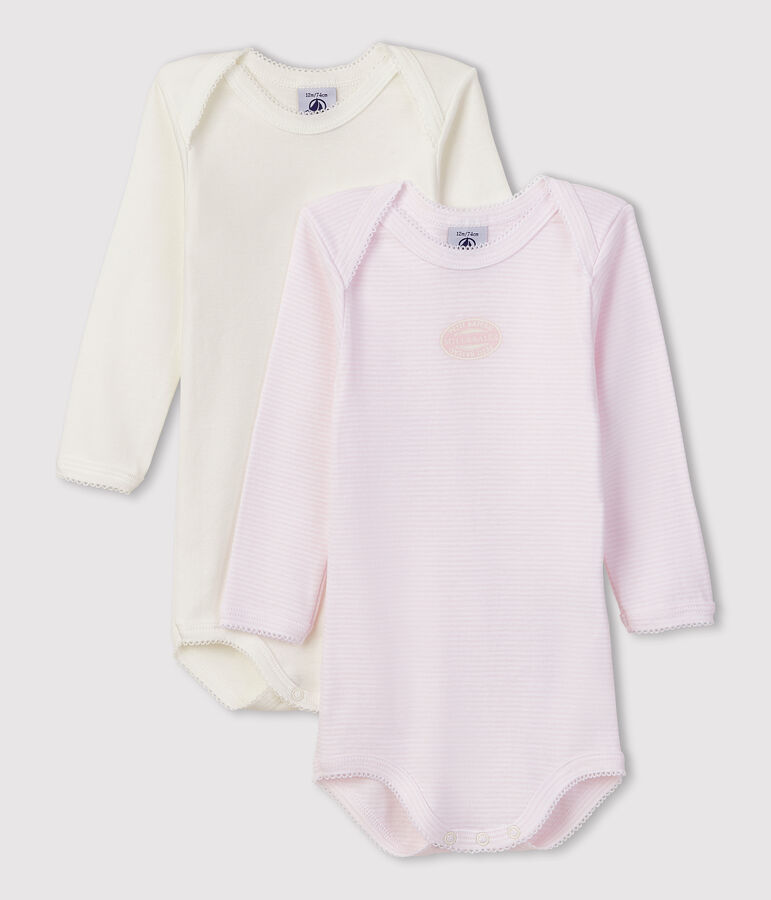Babies' Pinstriped Long-sleeved Organic Cotton Bodysuits - 2-Pack multicolor