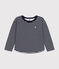 Boys' long-sleeved tube knit T-shirt SMOKING blue/MARSHMALLOW white