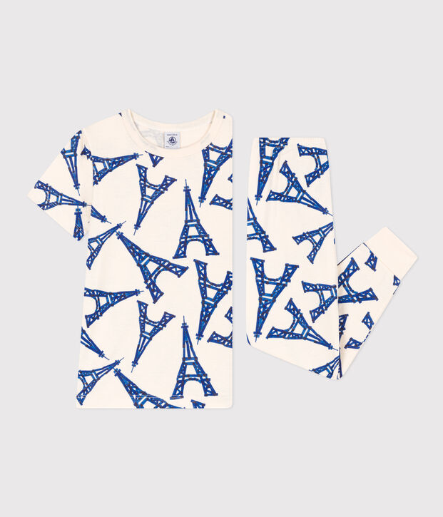 Children's Unisex Short-Sleeved Cotton Pyjamas Ecru/multicolor