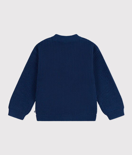Girls' cotton fisherman's rib cardigan INCOGNITO blue