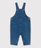 Babies' long-leg elastane denim dungarees BLEU DELAVE blue