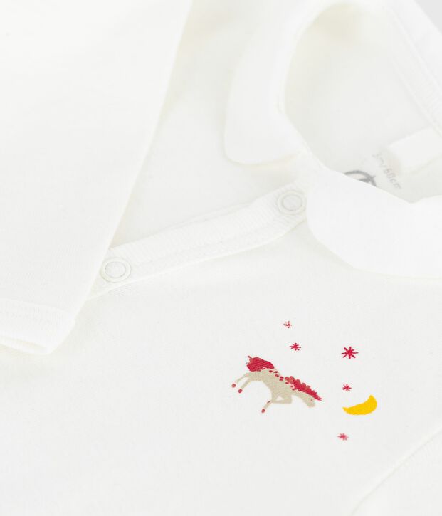 Babies' footless plain cotton pyjamas white