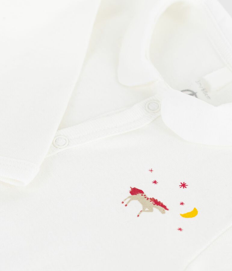 Babies' footless plain cotton pyjamas white