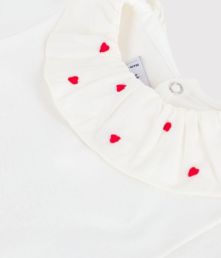 Babies' plain cotton body with an embroidered collar white