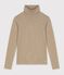 Women's plain cotton rollneck beige