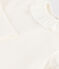 Babies' Long-Sleeved Cotton Bodysuit With Ruff Collar MARSHMALLOW white